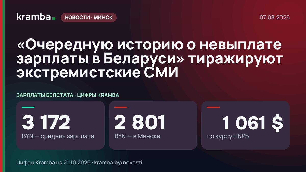 Инфографика Kramba: «Очередную историю о невыплате зарплаты в Беларуси» тиражируют экстремистские СМИ