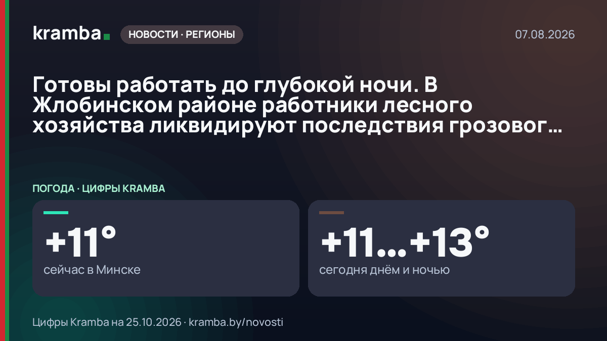 Инфографика Kramba: Готовы работать до глубокой ночи. В Жлобинском районе работники лесного хозяйства…