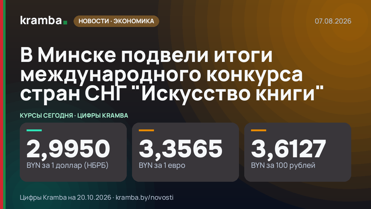 Инфографика Kramba: В Минске подвели итоги международного конкурса стран СНГ "Искусство книги"