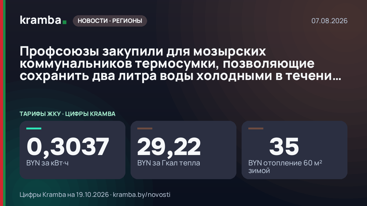 Инфографика Kramba: Профсоюзы закупили для мозырских коммунальников термосумки, позволяющие сохранить два…