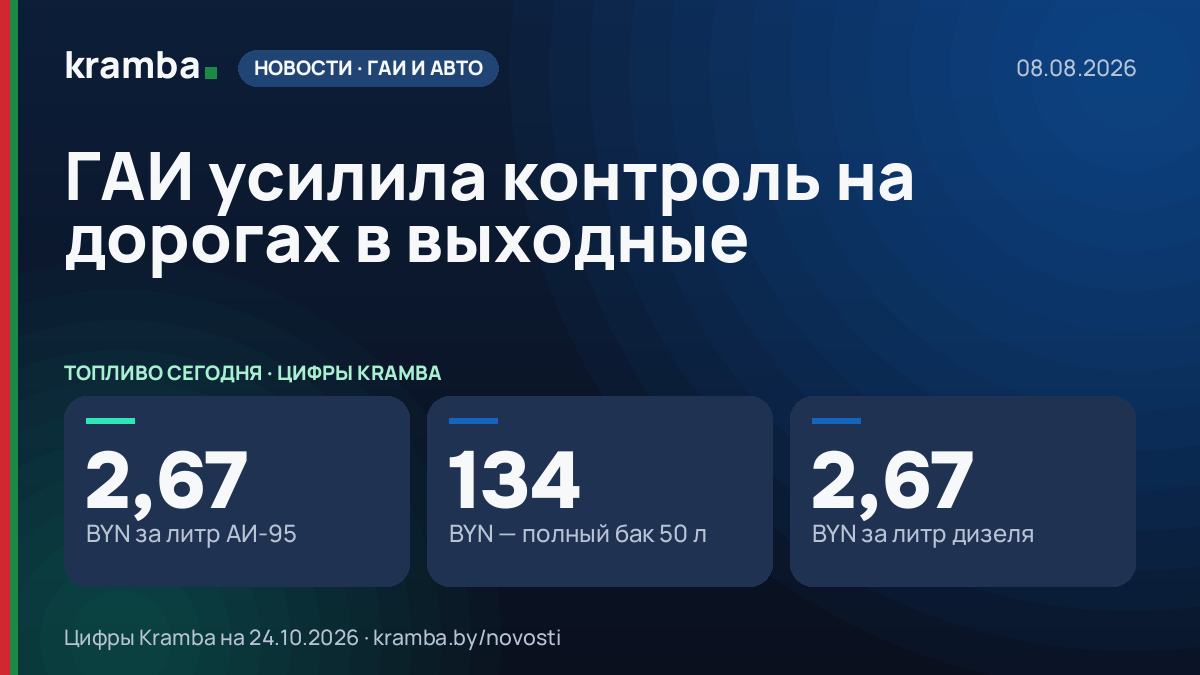 Инфографика Kramba: ГАИ усилила контроль на дорогах в выходные