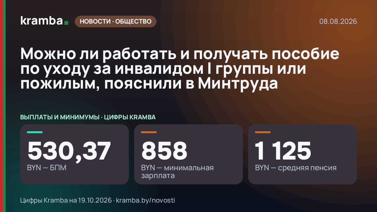 Инфографика Kramba: Можно ли работать и получать пособие по уходу за инвалидом I группы или пожилым…
