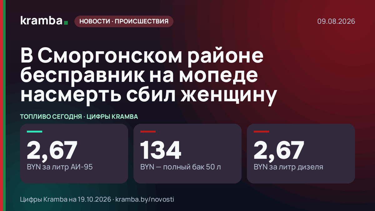 Инфографика Kramba: В Сморгонском районе бесправник на мопеде насмерть сбил женщину