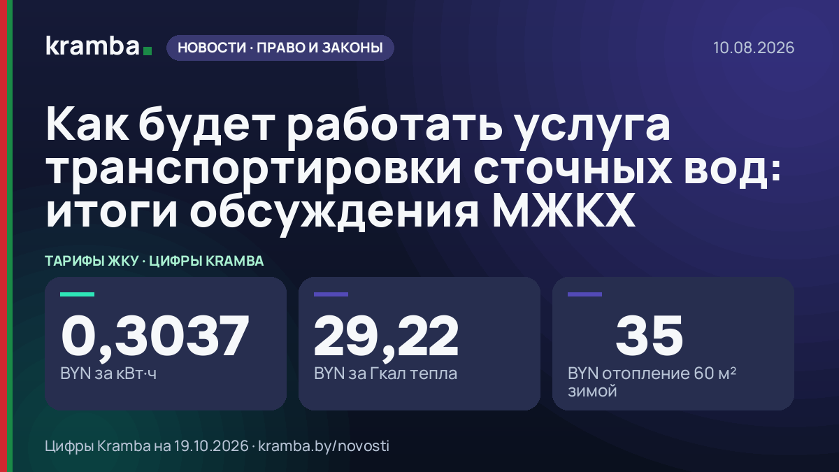 Инфографика Kramba: Как будет работать услуга транспортировки сточных вод: итоги обсуждения МЖКХ