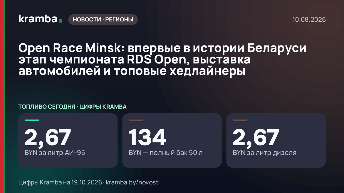 Инфографика Kramba: Open Race Minsk: впервые в истории Беларуси этап чемпионата RDS Open, выставка…