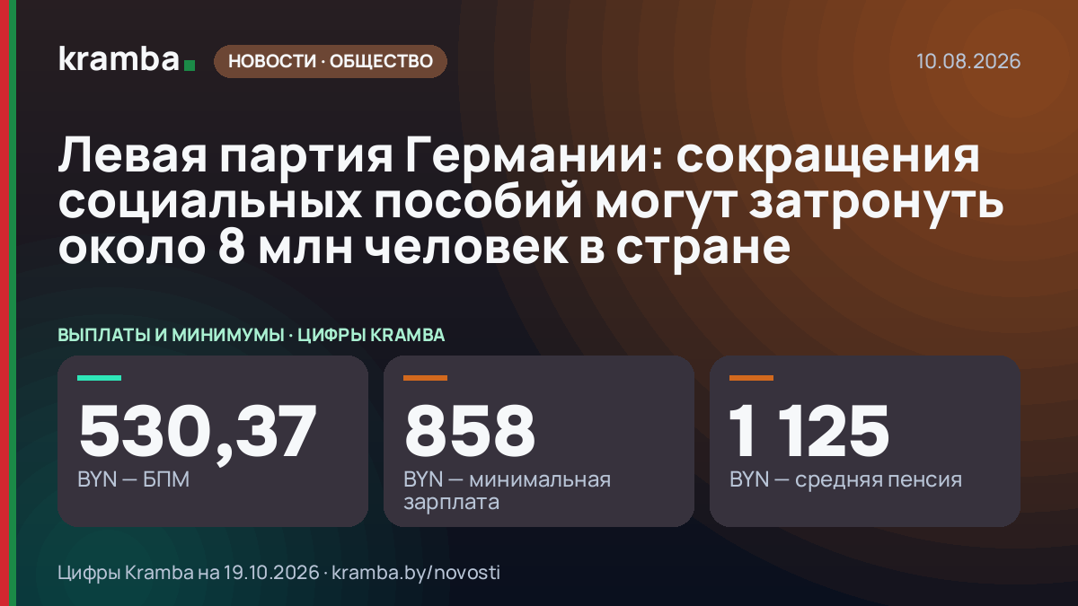 Инфографика Kramba: Левая партия Германии: сокращения социальных пособий могут затронуть около 8 млн человек…
