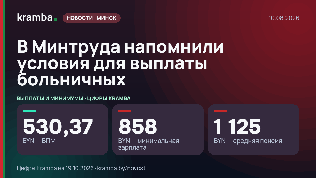 Инфографика Kramba: В Минтруда напомнили условия для выплаты больничных
