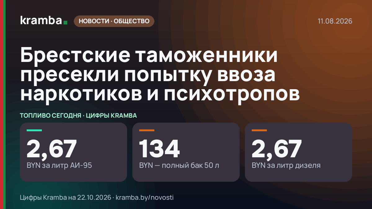 Инфографика Kramba: Брестские таможенники пресекли попытку ввоза наркотиков и психотропов