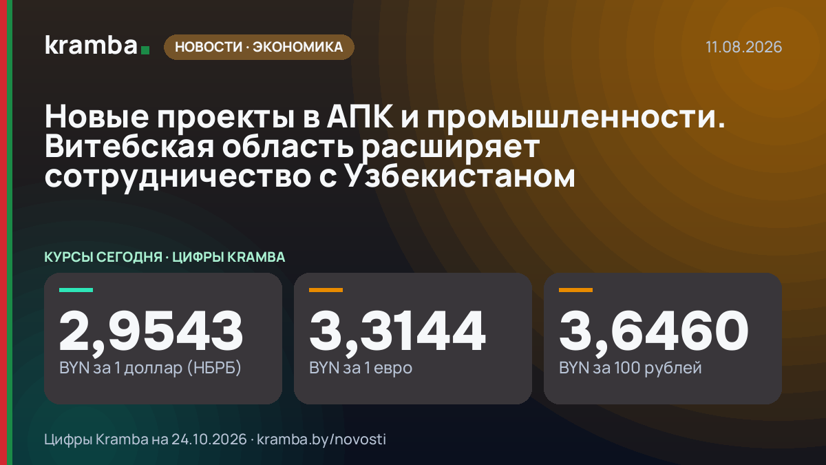 Инфографика Kramba: Новые проекты в АПК и промышленности. Витебская область расширяет сотрудничество с…