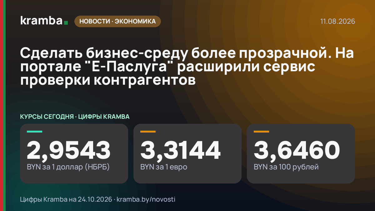 Инфографика Kramba: Сделать бизнес-среду более прозрачной. На портале "Е-Паслуга" расширили сервис проверки…