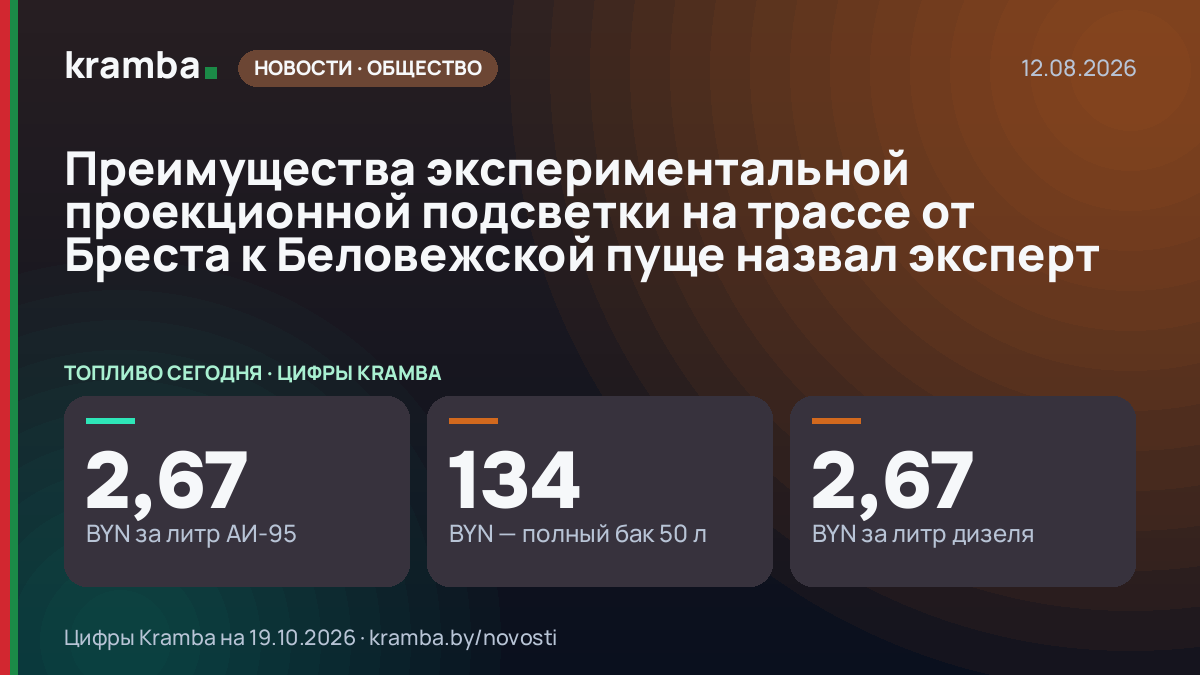 Инфографика Kramba: Преимущества экспериментальной проекционной подсветки на трассе от Бреста к Беловежской…