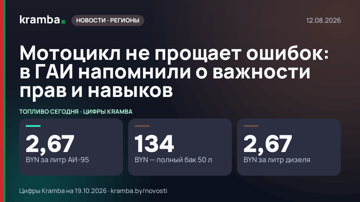 Инфографика Kramba: Мотоцикл не прощает ошибок: в ГАИ напомнили о важности прав и навыков