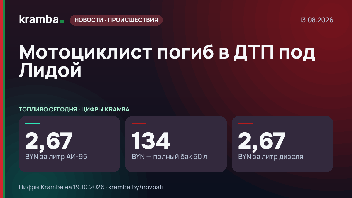 Инфографика Kramba: Мотоциклист погиб в ДТП под Лидой