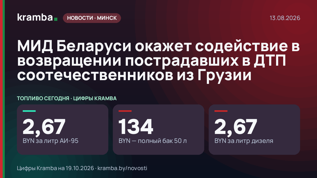 Инфографика Kramba: МИД Беларуси окажет содействие в возвращении пострадавших в ДТП соотечественников из…