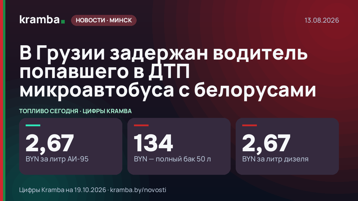 Инфографика Kramba: В Грузии задержан водитель попавшего в ДТП микроавтобуса с белорусами