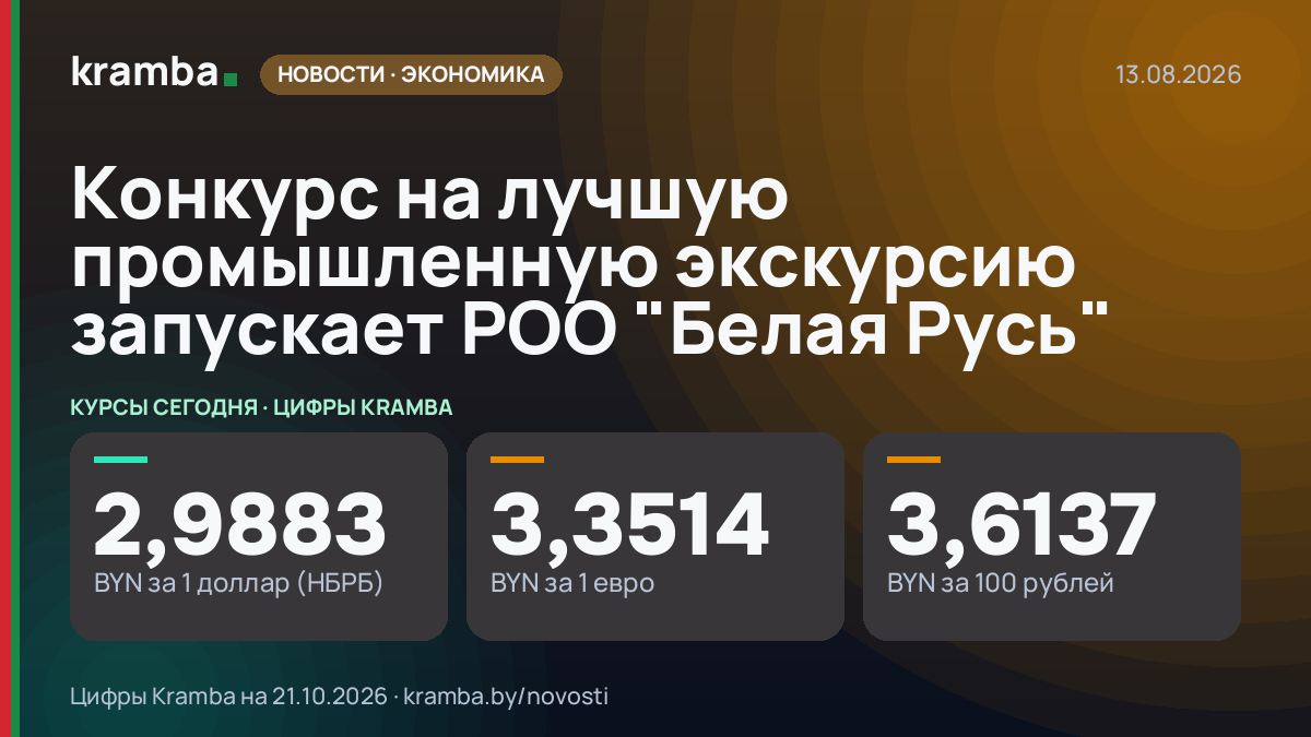 Инфографика Kramba: Конкурс на лучшую промышленную экскурсию запускает РОО "Белая Русь"