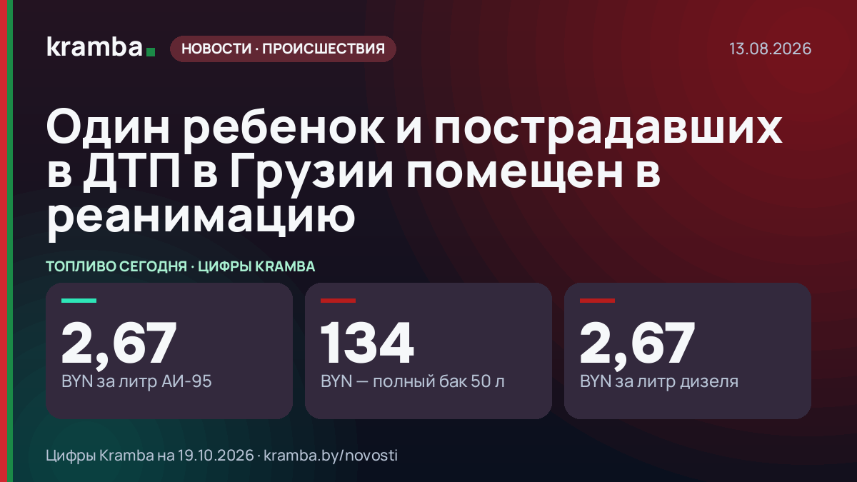 Инфографика Kramba: Один ребенок и пострадавших в ДТП в Грузии помещен в реанимацию
