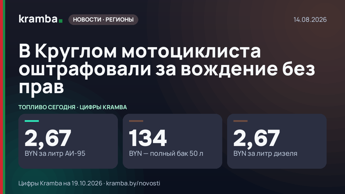 Инфографика Kramba: В Круглом мотоциклиста оштрафовали за вождение без прав