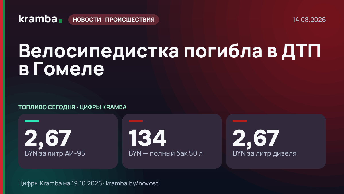 Инфографика Kramba: Велосипедистка погибла в ДТП в Гомеле