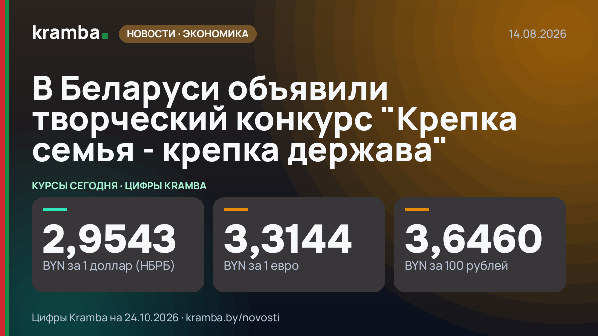 Инфографика Kramba: В Беларуси объявили творческий конкурс "Крепка семья - крепка держава"