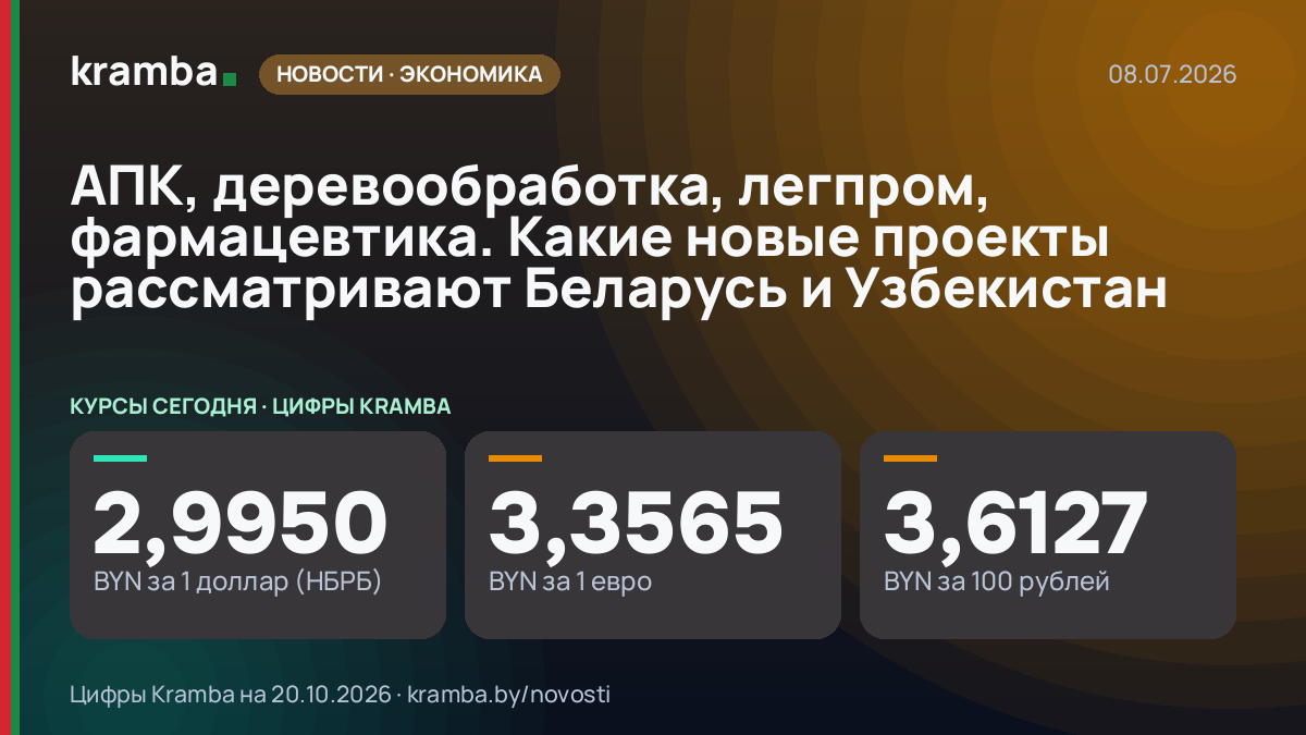 Инфографика Kramba: АПК, деревообработка, легпром, фармацевтика. Какие новые проекты рассматривают Беларусь…