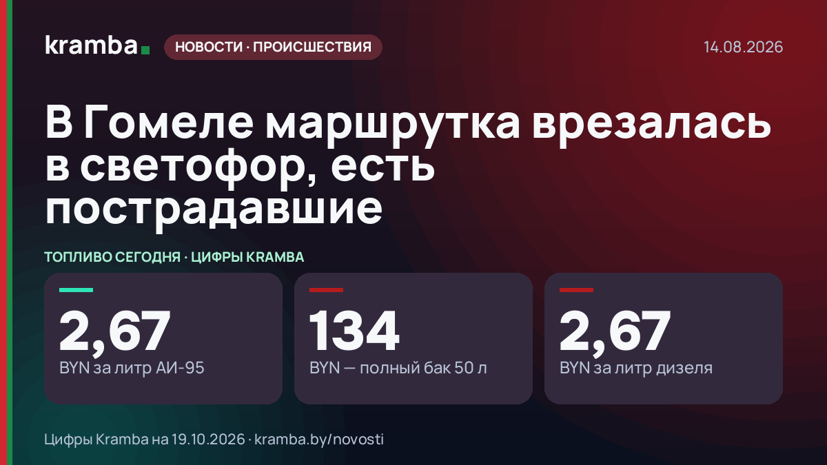 Инфографика Kramba: В Гомеле маршрутка врезалась в светофор, есть пострадавшие