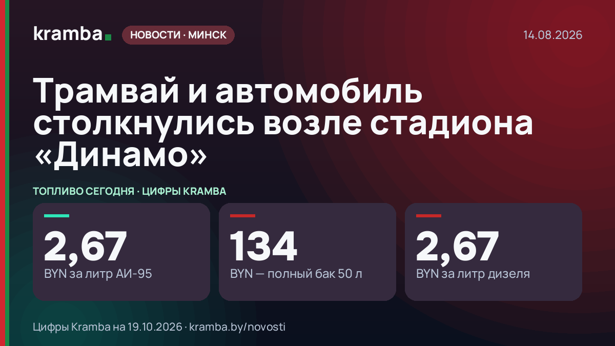 Инфографика Kramba: Трамвай и автомобиль столкнулись возле стадиона «Динамо»
