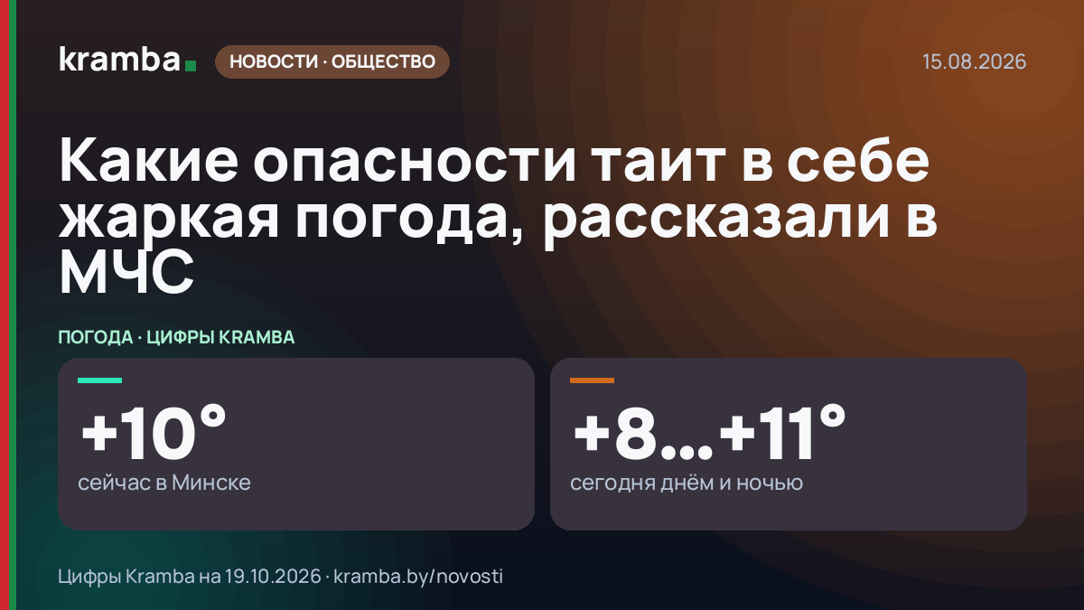 Инфографика Kramba: Какие опасности таит в себе жаркая погода, рассказали в МЧС