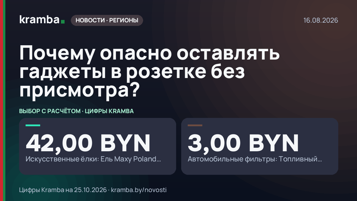 Инфографика Kramba: Почему опасно оставлять гаджеты в розетке без присмотра?