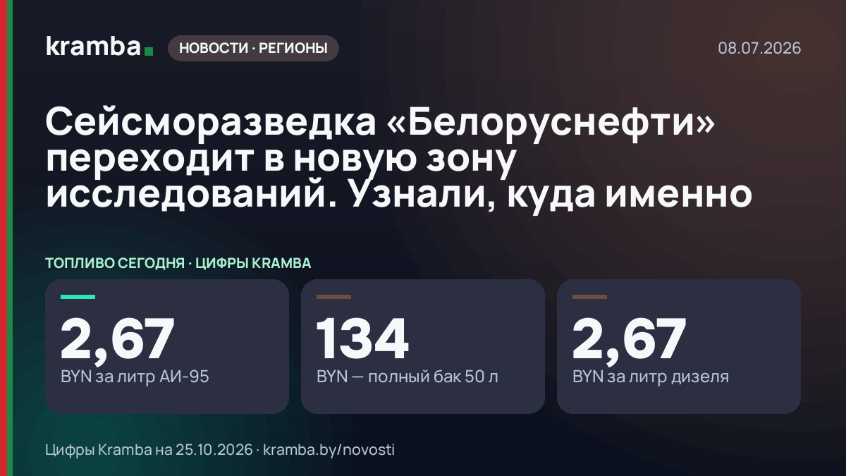 Инфографика Kramba: Сейсморазведка «Белоруснефти» переходит в новую зону исследований. Узнали, куда именно